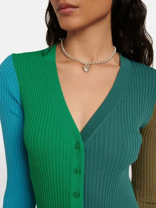 NWT Staud - Shoko Colorblocked Midi Dress in Fern-Multi - Picture 3 of 7